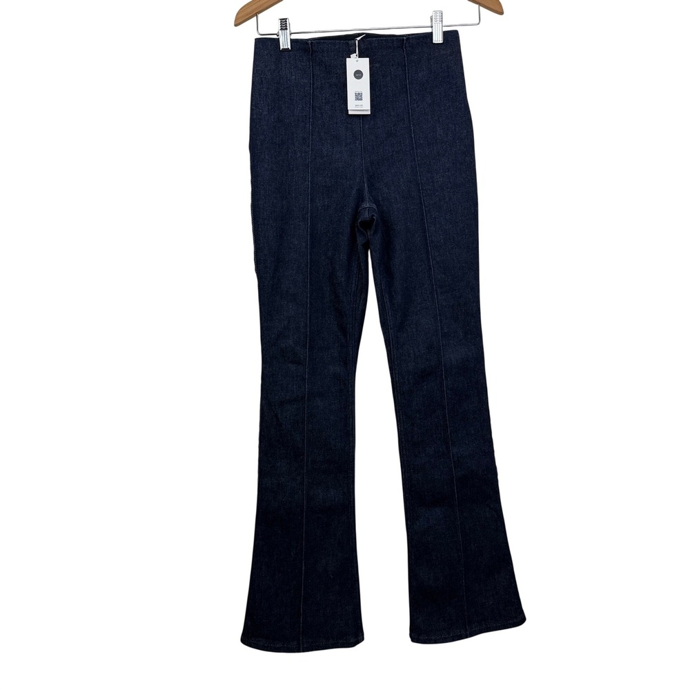 Spanx Jeans Womens Small Petite Blue Raw Indigo Wash Micro Flare 21161Q NWT